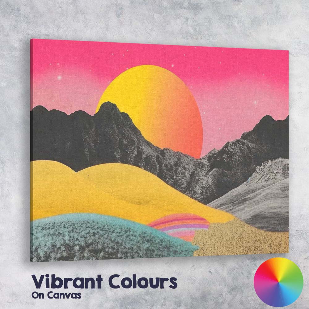 Abstract Colourful Desert Hills Mountain Sunset Landscape Canvas Wall Art Print Decor Picture Ready to Hang