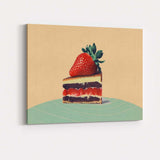 Strawberry Cheesecake Dessert Still Life Retro Food Canvas Wall Art Print Decor Picture Ready to Hang