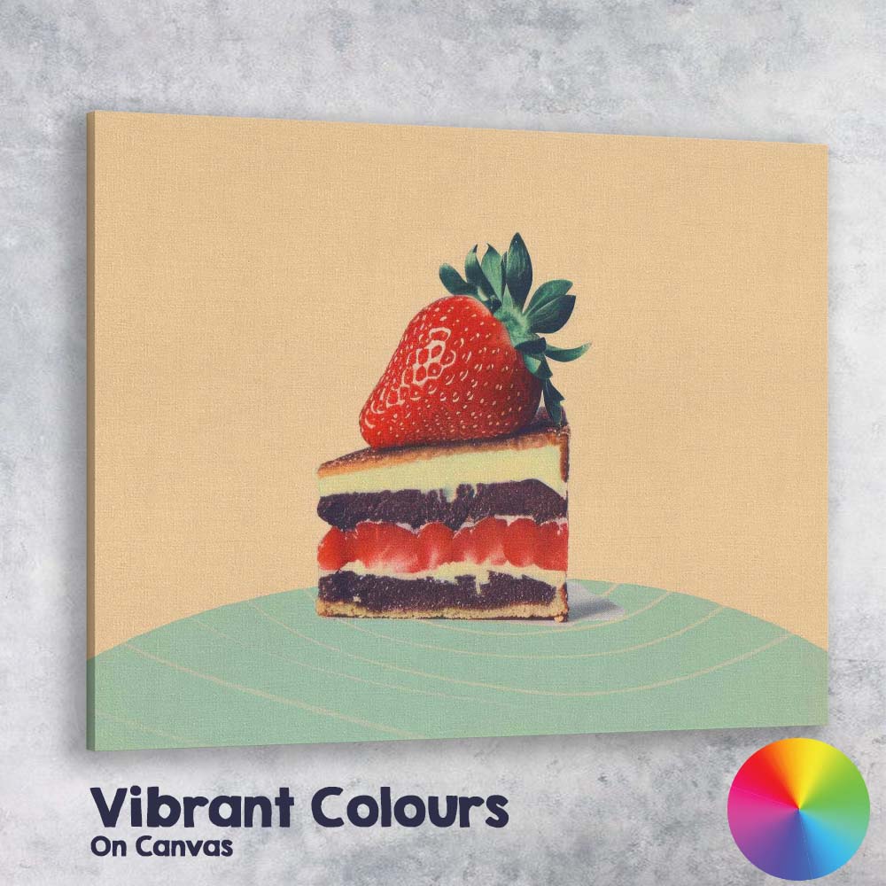 Strawberry Cheesecake Dessert Still Life Retro Food Canvas Wall Art Print Decor Picture Ready to Hang