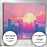 Futuristic City Above Clouds Glowing Sunrise Dreamscape Canvas Wall Art Print Decor Picture Ready to Hang