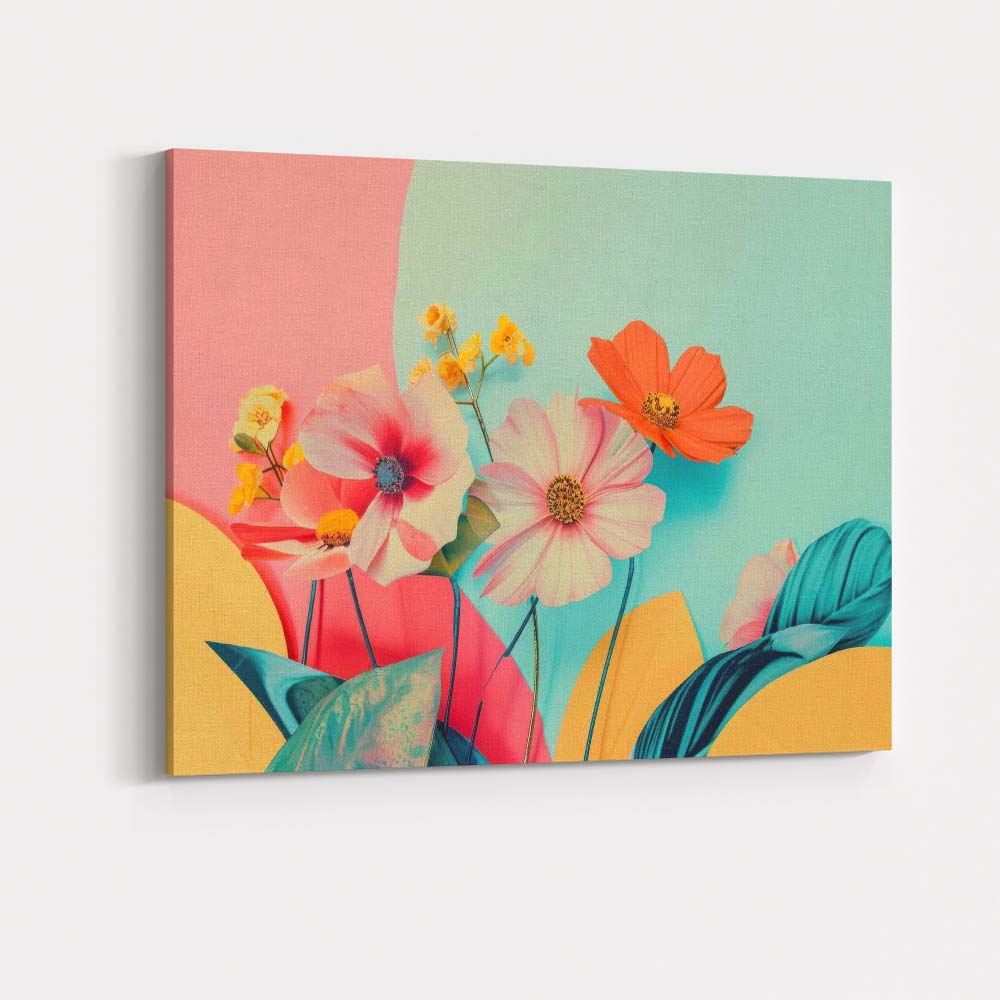 Pastel Botanical Floral Still Life Modern Bloom Arrangement Canvas Wall Art Print Decor Picture Ready to Hang