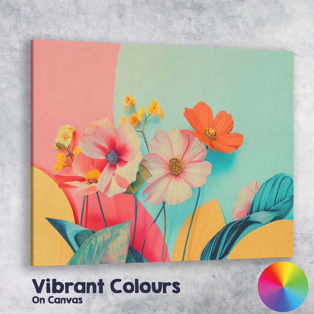 Pastel Botanical Floral Still Life Modern Bloom Arrangement Canvas Wall Art Print Decor Picture Ready to Hang