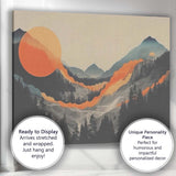 Abstract Mountain Valley Orange Sun Minimalist Landscape Canvas Wall Art Print Decor Picture Ready to Hang