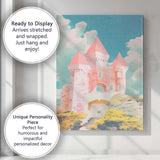 Dreamy Pastel Fairytale Castle Fantasy Architecture Canvas Wall Art Print Decor Picture Ready to Hang