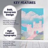 Ethereal Pink Medieval Castle Celestial Sky Fantasy Landscape Canvas Wall Art Print Decor Picture Ready to Hang