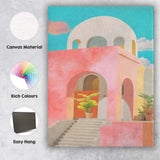 Pastel Mediterranean Archway Minimalist Coastal Architecture Canvas Wall Art Print Decor Picture Ready to Hang