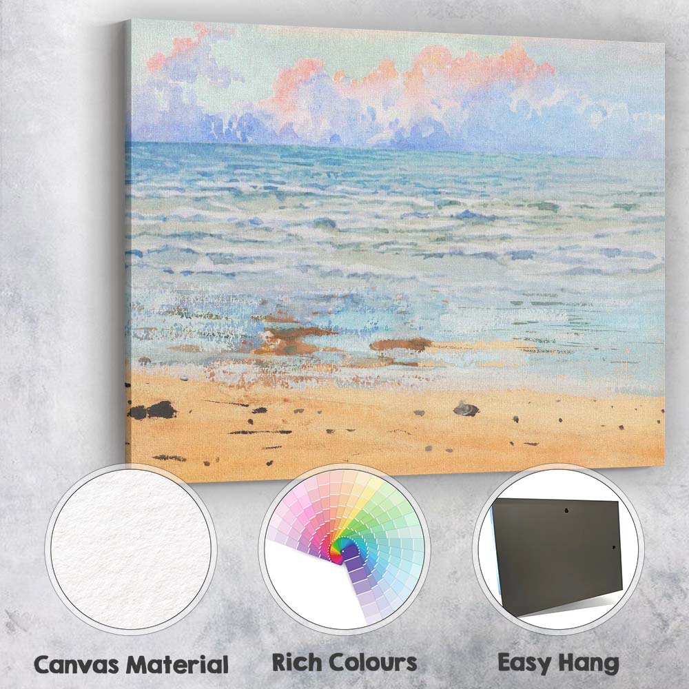Soft Pastel Beach Ocean Horizon Watercolour Coastal Landscape Canvas Wall Art Print Decor Picture Ready to Hang