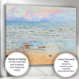Soft Pastel Beach Ocean Horizon Watercolour Coastal Landscape Canvas Wall Art Print Decor Picture Ready to Hang