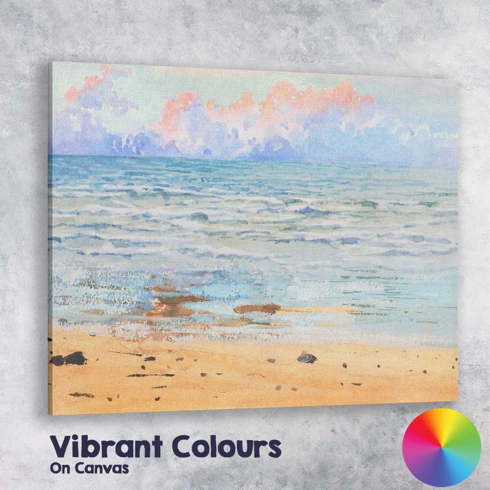 Soft Pastel Beach Ocean Horizon Watercolour Coastal Landscape Canvas Wall Art Print Decor Picture Ready to Hang