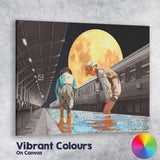 Surreal Moonlit Railway Platform Children Night Journey Collage Canvas Wall Art Print Decor Picture Ready to Hang