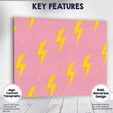 Pink Yellow Lightning Bolt Repeat Pattern Modern Pop Art Canvas Wall Art Print Decor Picture Ready to Hang