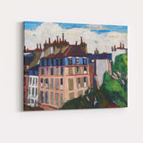 Expressionist European Townhouse Cityscape Oil Painting Canvas Wall Art Print Decor Picture Ready to Hang