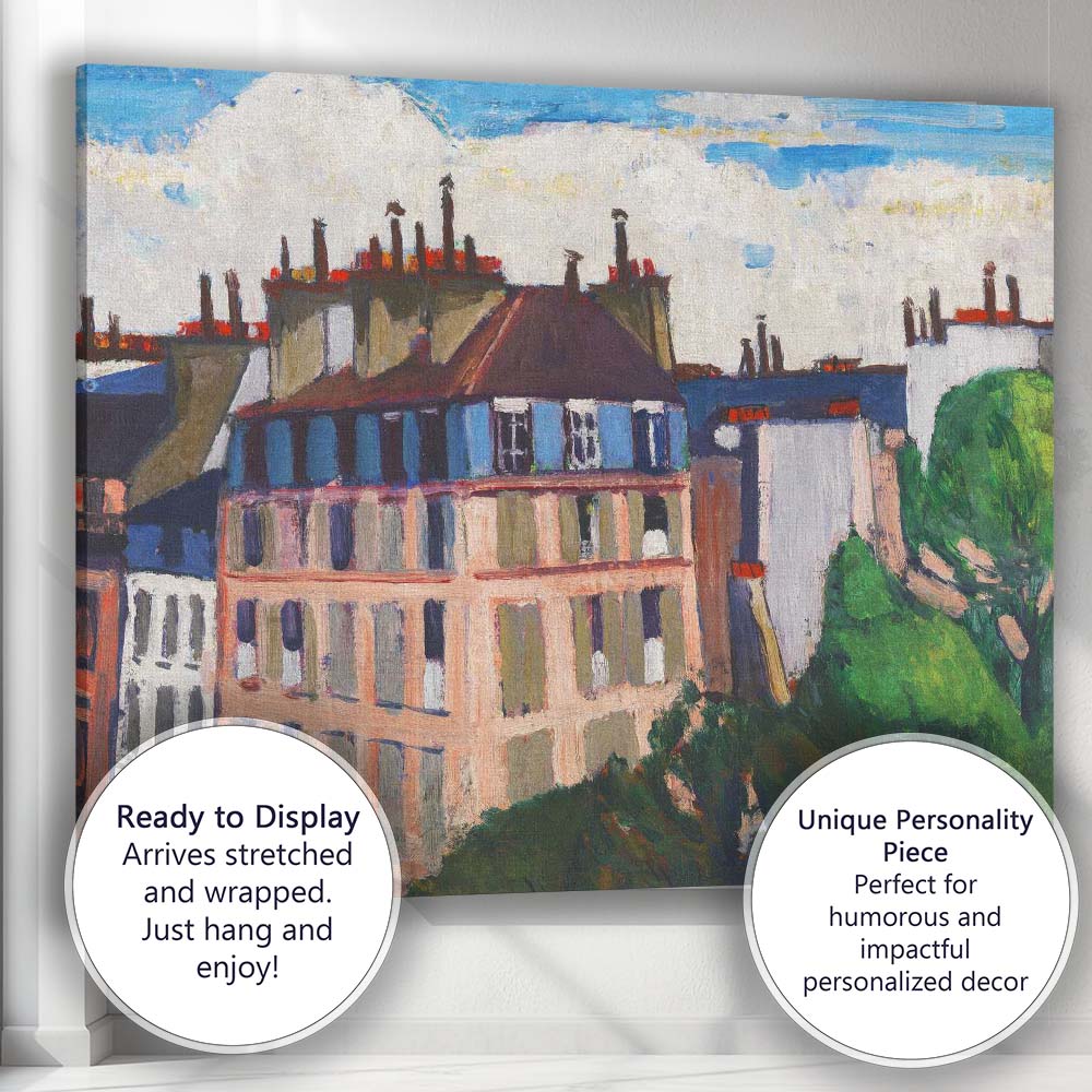 Expressionist European Townhouse Cityscape Oil Painting Canvas Wall Art Print Decor Picture Ready to Hang