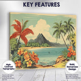 Retro Tropical Island Hibiscus Floral Paradise Landscape Canvas Wall Art Print Decor Picture Ready to Hang