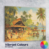 Peaceful Tropical Beach Village Coastal Island Life Canvas Wall Art Print Decor Picture Ready to Hang