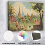 Traditional Thai Temple Riverside Cultural Landscape Canvas Wall Art Print Decor Picture Ready to Hang