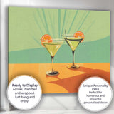 Minimalist Martini Cocktail Glasses Citrus Slice Modern Bar Canvas Wall Art Print Decor Picture Ready to Hang