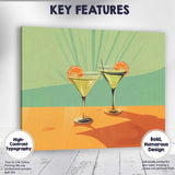 Minimalist Martini Cocktail Glasses Citrus Slice Modern Bar Canvas Wall Art Print Decor Picture Ready to Hang
