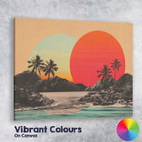 Retro Tropical Sunset Palm Tree Coastal Landscape Canvas Wall Art Print Decor Picture Ready to Hang