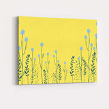 Minimalist Blue Wildflower Meadow Botanical Illustration Canvas Wall Art Print Decor Picture Ready to Hang