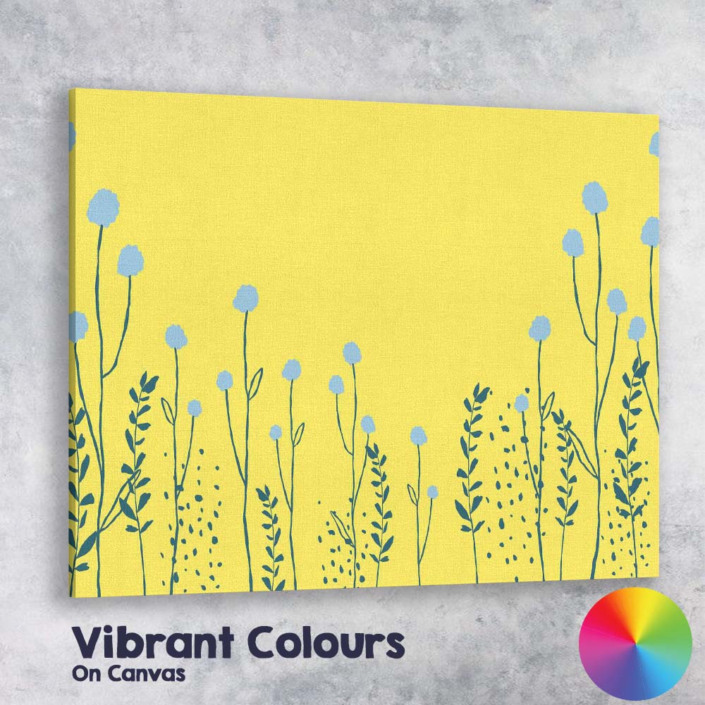 Minimalist Blue Wildflower Meadow Botanical Illustration Canvas Wall Art Print Decor Picture Ready to Hang