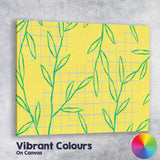 Minimalist Green Leaf Botanical Repeat Pattern Yellow Background Canvas Wall Art Print Decor Picture Ready to Hang
