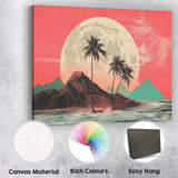 Dreamy Tropical Island Full Moon Coastal Landscape Canvas Wall Art Print Decor Picture Ready to Hang
