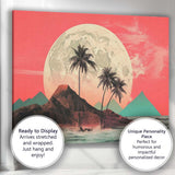 Dreamy Tropical Island Full Moon Coastal Landscape Canvas Wall Art Print Decor Picture Ready to Hang
