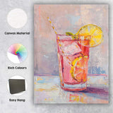 Vibrant Pink Citrus Lemonade Cocktail Watercolour Illustration Canvas Wall Art Print Decor Picture Ready to Hang