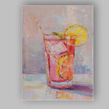 Vibrant Pink Citrus Lemonade Cocktail Watercolour Illustration Canvas Wall Art Print Decor Picture Ready to Hang