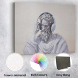 Classical Marble Philosopher Wearing Headphones Contemporary Portrait Canvas Wall Art Print Decor Picture Ready to Hang
