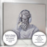 Classical Marble Philosopher Wearing Headphones Contemporary Portrait Canvas Wall Art Print Decor Picture Ready to Hang
