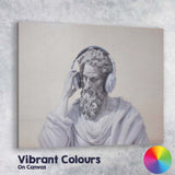 Classical Marble Philosopher Wearing Headphones Contemporary Portrait Canvas Wall Art Print Decor Picture Ready to Hang