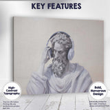 Classical Marble Philosopher Wearing Headphones Contemporary Portrait Canvas Wall Art Print Decor Picture Ready to Hang