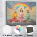 Pastel Rainbow Meditation Women Dreamy Spiritual Illustration Canvas Wall Art Print Decor Picture Ready to Hang
