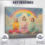 Pastel Rainbow Meditation Women Dreamy Spiritual Illustration Canvas Wall Art Print Decor Picture Ready to Hang