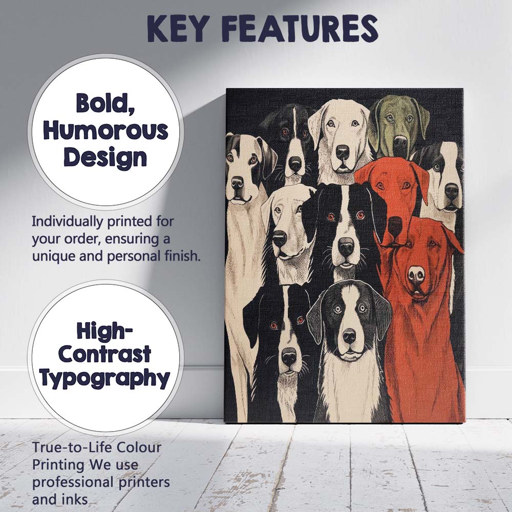 Modern Dog Breeds Portrait Collection Animal Illustration Canvas Wall Art Print Decor Picture Ready to Hang
