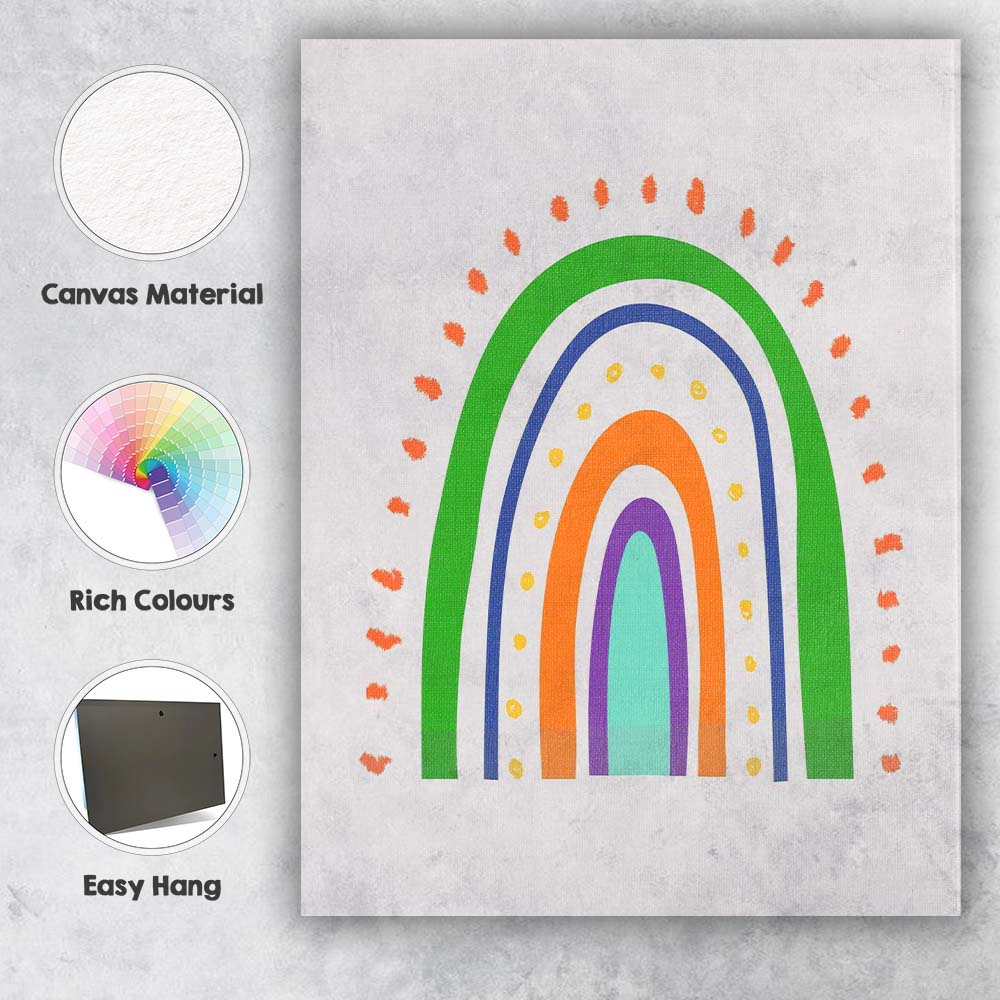 Colourful Boho Rainbow Minimalist Abstract Arch Illustration Canvas Wall Art Print Decor Picture Ready to Hang