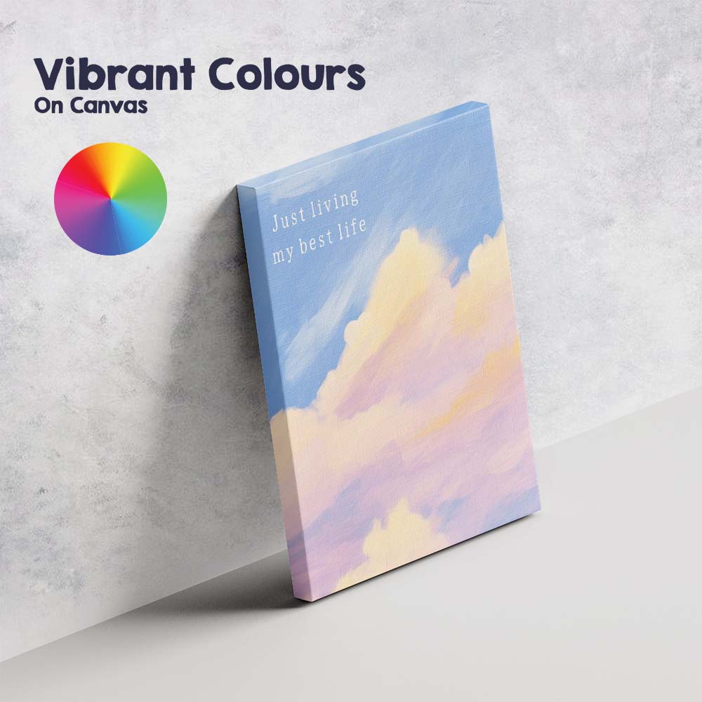 Pastel Cloudscape Just Living My Best Life Inspirational Sky Canvas Wall Art Print Decor Picture Ready to Hang