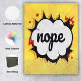 Retro Comic Book Nope Typography Pop Art Canvas Wall Art Print Decor Picture Ready to Hang