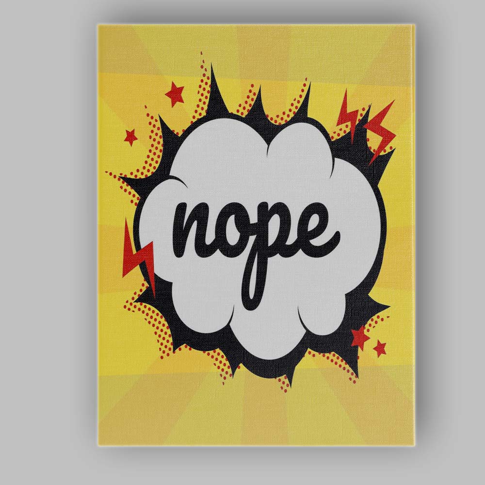 Retro Comic Book Nope Typography Pop Art Canvas Wall Art Print Decor Picture Ready to Hang