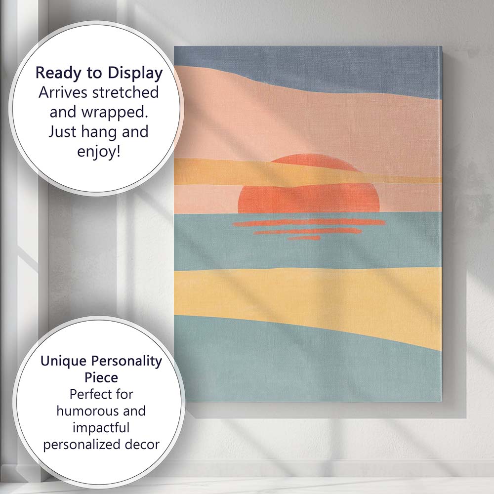 Abstract Coastal Sunset Minimalist Seascape Landscape Canvas Wall Art Print Decor Picture Ready to Hang