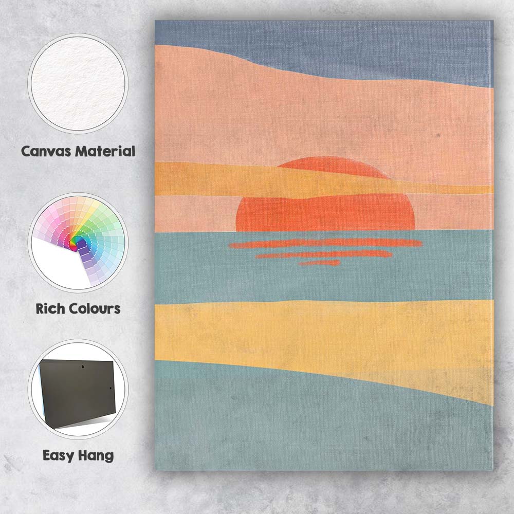Abstract Coastal Sunset Minimalist Seascape Landscape Canvas Wall Art Print Decor Picture Ready to Hang