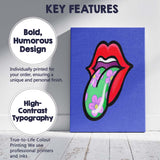 Pop Art Floral Tongue Lips Illustration Bold Graphic Canvas Wall Art Print Decor Picture Ready to Hang