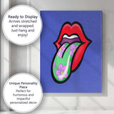Pop Art Floral Tongue Lips Illustration Bold Graphic Canvas Wall Art Print Decor Picture Ready to Hang