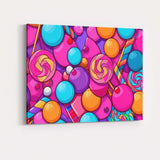 Candy Colour Lollipops and Sweet Treats Seamless Pattern Canvas Wall Art Print Decor Picture Ready to Hang