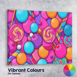 Candy Colour Lollipops and Sweet Treats Seamless Pattern Canvas Wall Art Print Decor Picture Ready to Hang