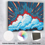 Comic Style Cloud Explosion Action Burst Pop Art Canvas Wall Art Print Decor Picture Ready to Hang