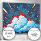 Comic Style Cloud Explosion Action Burst Pop Art Canvas Wall Art Print Decor Picture Ready to Hang