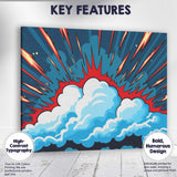Comic Style Cloud Explosion Action Burst Pop Art Canvas Wall Art Print Decor Picture Ready to Hang